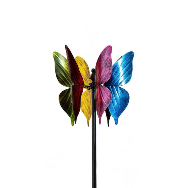 Evergreen 65 in. H Multi-Color Metal Butterfly Wind Spinner