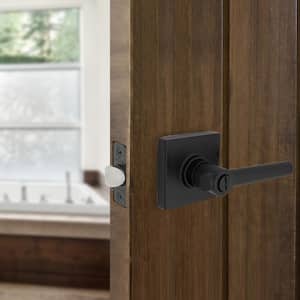 Highland Matte Black Bed and Bath Door Handle with Square Rose