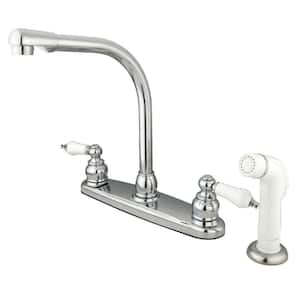 Kingston Brass Victorian 2-Handle Bridge Kitchen Faucet With Cross ...