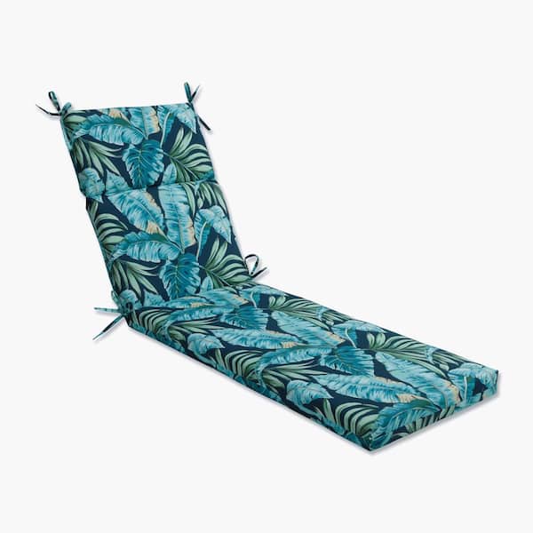 Pillow Perfect Floral 21 x 28.5 Outdoor Chaise Lounge Cushion in Blue/Green Tortola