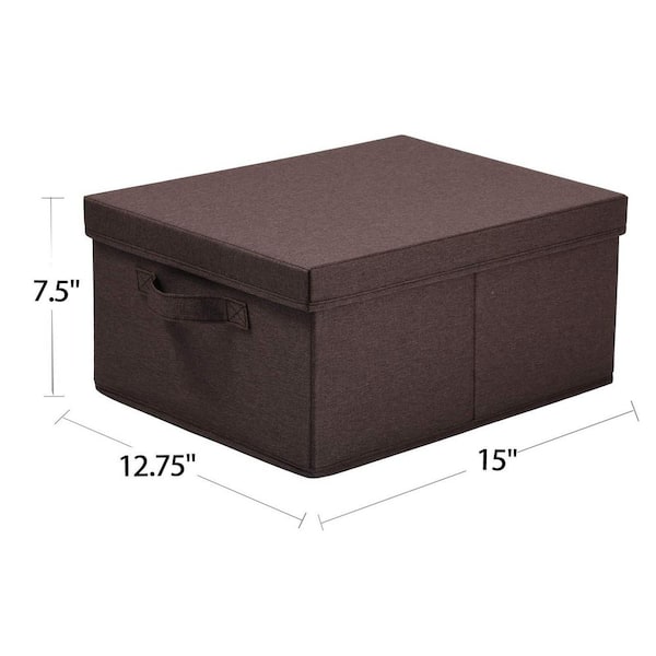 25 Qt. Linen Clothes Storage Bin with Lid in Brown (2-Box)