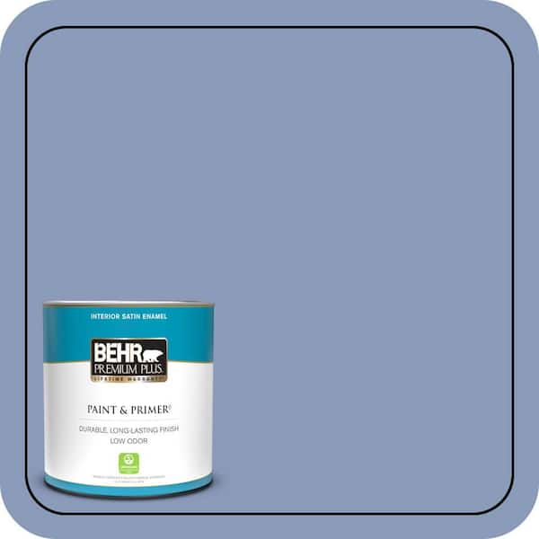 BEHR PREMIUM PLUS 1 qt. #610D-5 Blueberry Popover Satin Enamel Low Odor Interior Paint & Primer