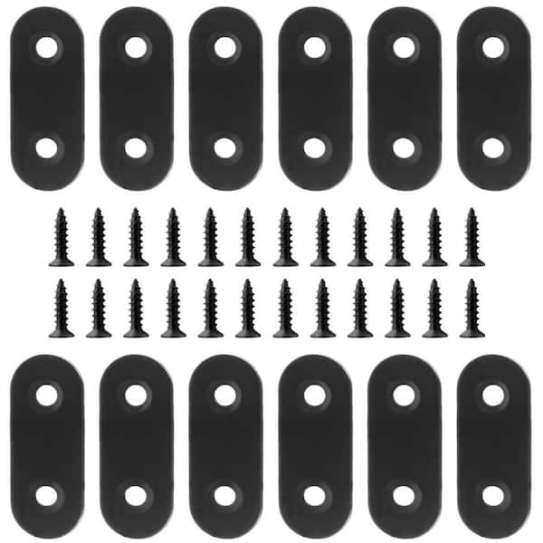 1.6 in. x 0.6 in. Black Stainless Steel Straight Bracket for Wood Construction Connectors (12-Pack)