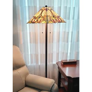63 in. Multicolored Tiffany Style Mission Amber Floor Lamp