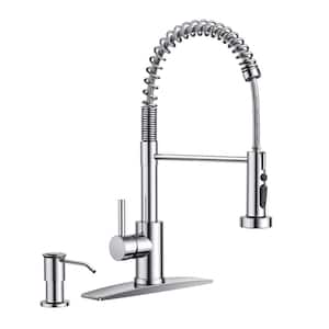 Single-Handle Kitchen Faucet with Pull Down Sprayer Kitchen Faucet with Soap Dispenser in Chrome