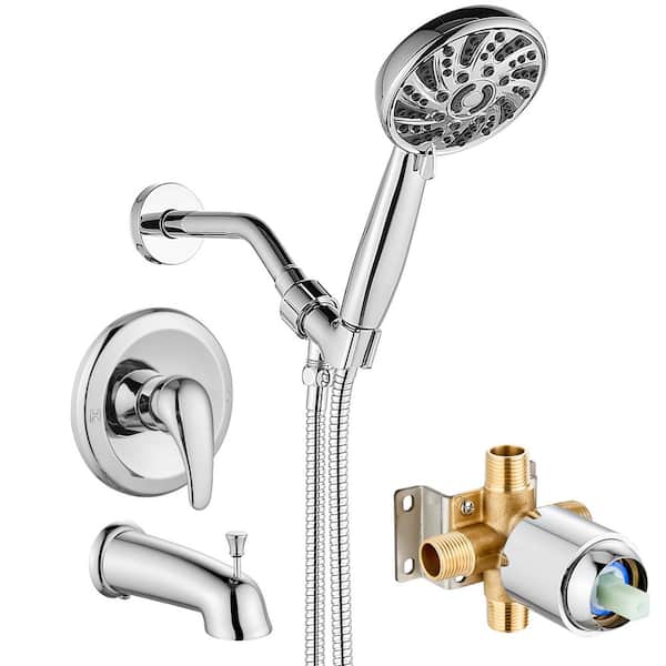 Unbranded 1-Handle Wall Mount Shower Trim Kit in Polished Chrome with Hand Shower-1.8 GPM (Valve Included)