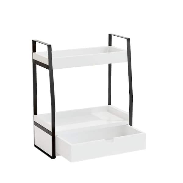 13.1 in. W 15.7 in. H x 6.8 in. D 2-Tier Bathroom Sink Organizer Countertop, Vanity, Counter Shelf in White