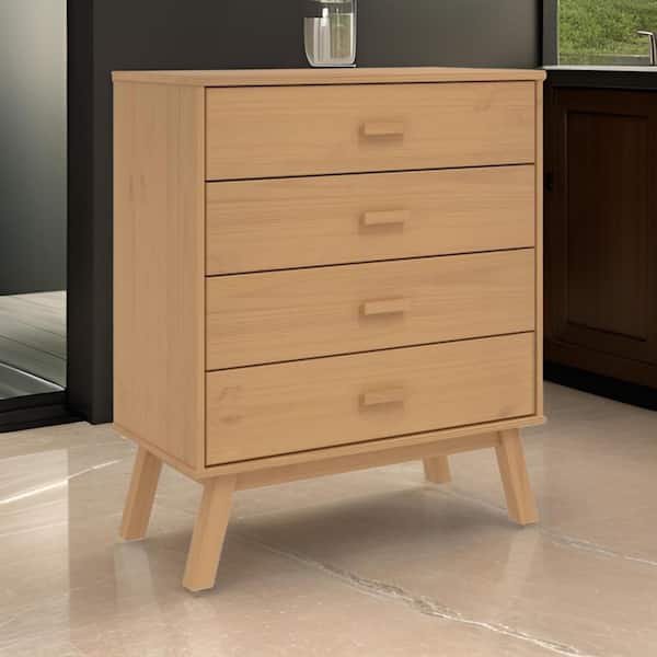 Brown 4 Drawer 30.1 in. Tall Dresser Without Mirror