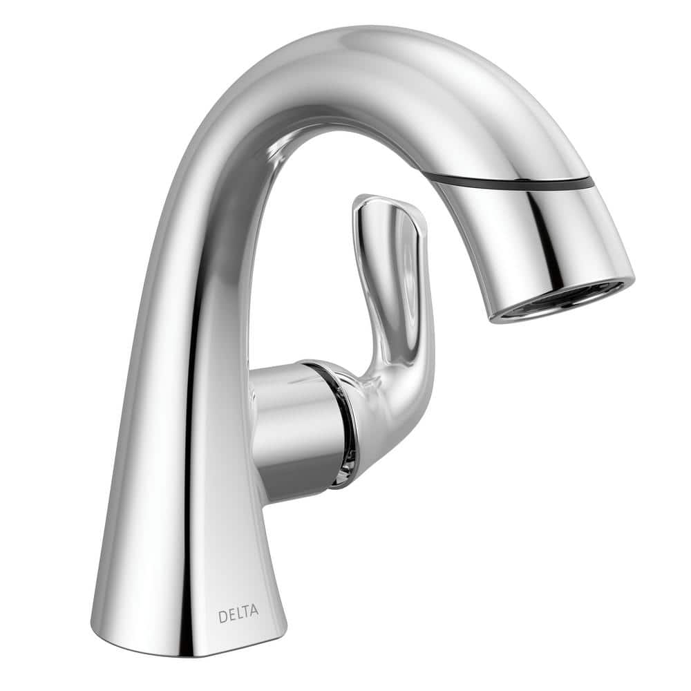Chrome Single Handle Pull-Down Bathroom Faucet with Brass Handle
