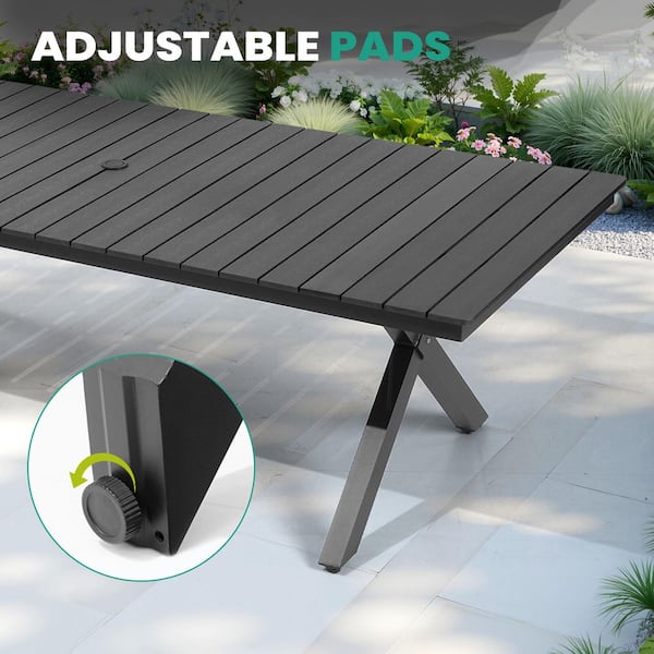 CLOUDFLY Extra Large 118 x 40.6 Inch Black Aluminum Outdoor Dining