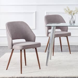 Modern Light Brown Dining Chairs, Velvet Accent Chair, Upholstered Side Chair with Metal Legs (Set of 2)