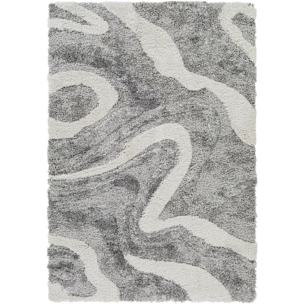 Livabliss Alta Shag Charcoal Abstract 5 ft. x 7 ft. Indoor Area Rug
