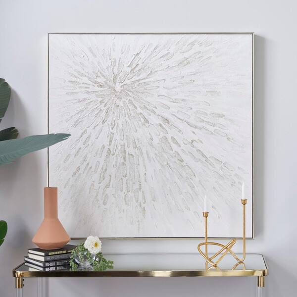 1- Panel Starburst Framed Wall Art with Silver Frame 39 in. x 39 in.