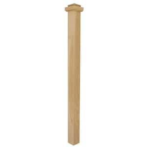 Stair Parts 4075 56 in. x 3-1/2 in. Unfinished White Oak Square Craftsman Solid Core Box Newel Post for Stair Remodel