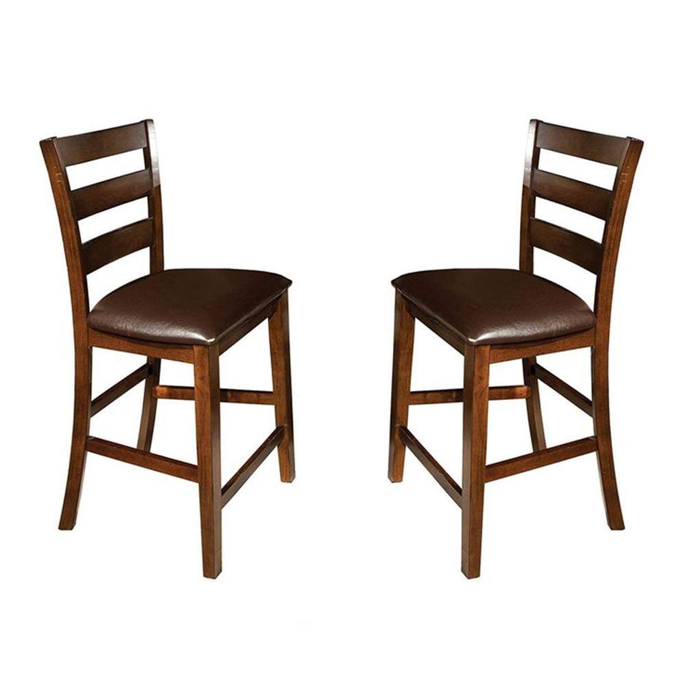 Brown Faux Leather Upholstered Parsons Side Chair Set