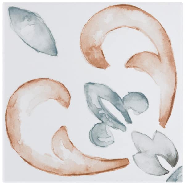 Merola Tile Saint Germain Chaud Deco Flore 5-3/4 in. x 5-3/4 in. Porcelain Floor and Wall Take Home Tile Sample