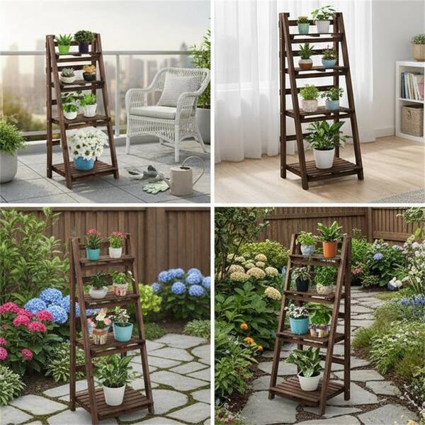 Wood Foldable Plant Stand (17.7 in. H W x 42.5 in. H) YNLIN269
