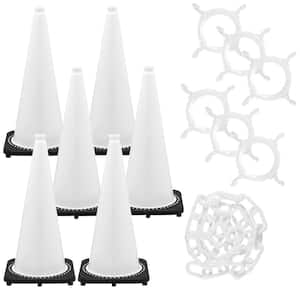 28 in. White Traffic Cone and Chain Kit