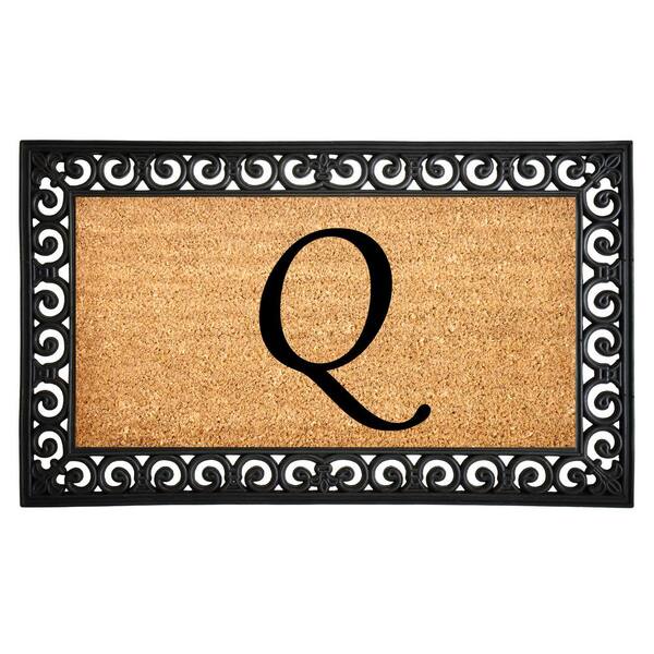 30 x 17 in Coco Coir Initial Letter Q Monogram Doormat 