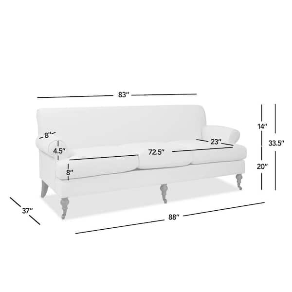 Modern 82.68 in W Round Arm Linen Upholstery Polyester Nailhead Trim Straight 3-Seat Sofa with Storage in Beige