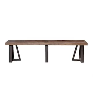 Prairie Reclaimed Natural and Black Base Dining Bench with Solid Wood 75 in. W