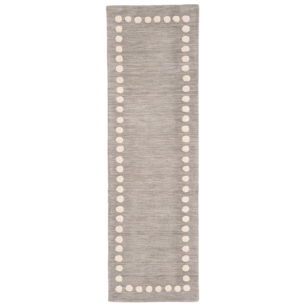 Kids 3 ft. x 6 ft. Gray Polka Dot Runner Rug