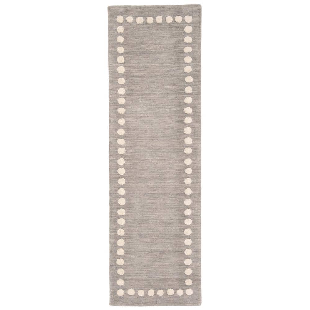 Gray Hand-Tufted Wool Runner Rug for Kids, 2'6" x 8'