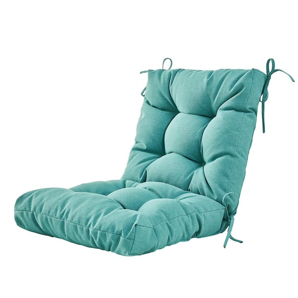 BLISSWALK Outdoor Cushions Dinning Chair Cushions with back Wicker Tufted Pillow for Patio Furniture in Sea Green