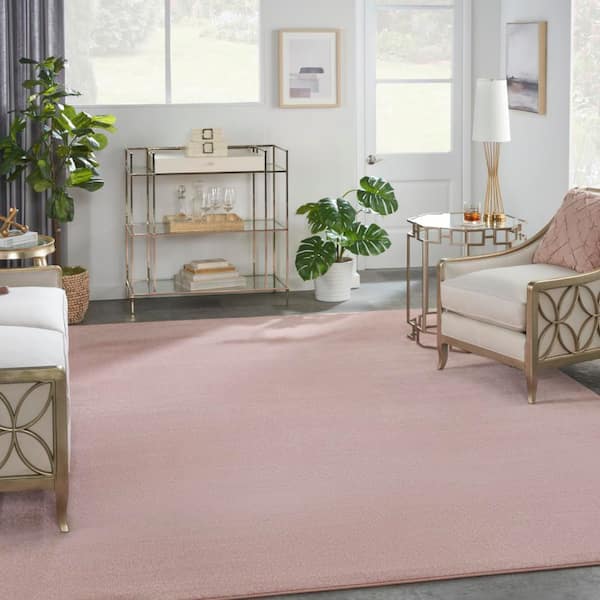 Essentials 9 ft. x 12 ft. Pink Solid Contemporary Indoor/Outdoor Patio Area Rug