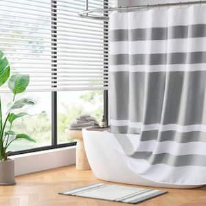 Spa Waffle 72 in. x 84 in. Gray Shower Curtain with 3M Treatment