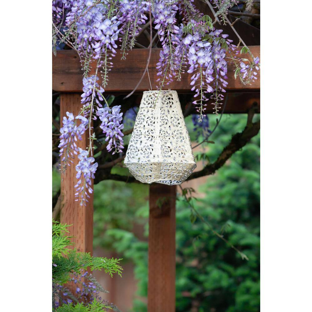 11'' Pearl Tyvek Solar Powered Outdoor Lantern