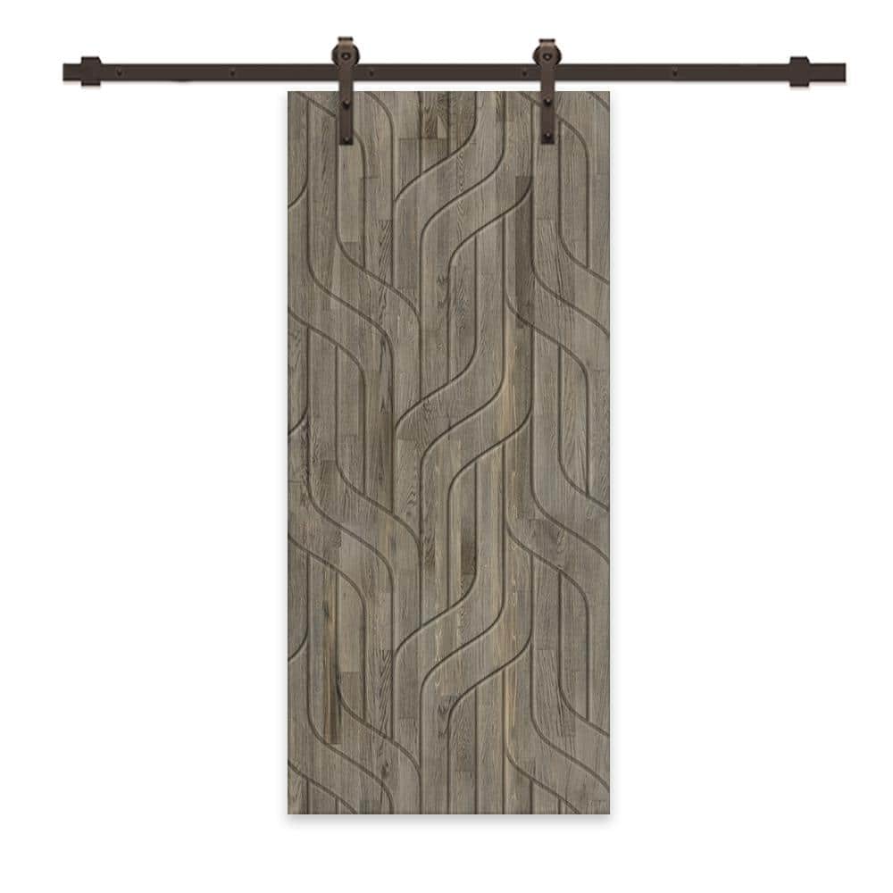 42 in. x 84 in. Weather Gray Stained Pine Wood Modern Interior Sliding Barn Door with Hardware Kit price history on PriceWatchPro