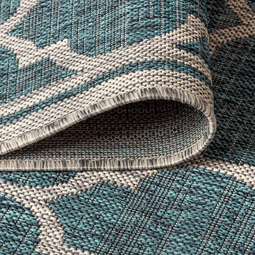 Gray and Teal Synthetic Trellis 4' x 6' Reversible Rug