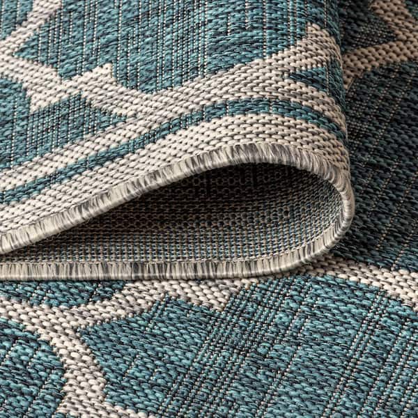 JONATHAN Y Trebol Moroccan Trellis Textured Weave Indoor/Outdoor Navy/Gray 8 ft Non Shedding Area Rug Coastal,EasyCleaning,HighTraffic,LivingRoom,Backyard x 10 ft 