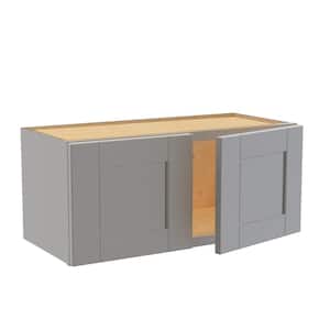 Washington Veiled Gray Plywood Shaker Assembled Wall Kitchen Cabinet Soft Close 27 W in. 12 D in. 12 in. H