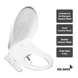 Electric Bidet Seat for Elongated Toilets with Unlimited Warm Water, Touch Control Panel, Turbo Wash in White
