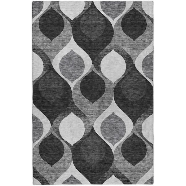 Dream Shag Premium Machine Washable Abstract ADS749 Black 10 ft. x 14 ft. Area Rug