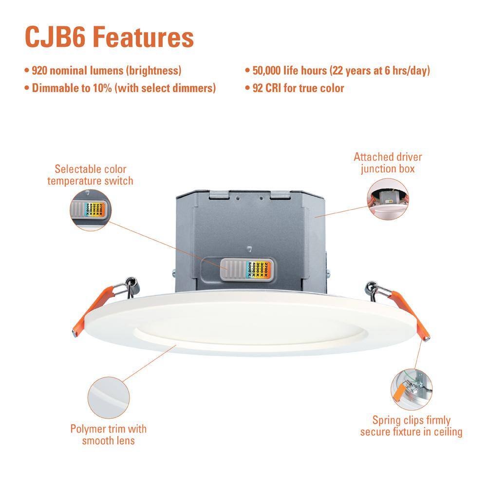 White 6-Inch Canless Recessed LED Downlight with JBOX 12-Pack