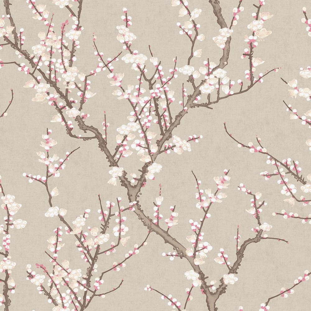 Spring Blossom Collection Sakura Tree Brown Matte Finish Non-Pasted Non-Wov