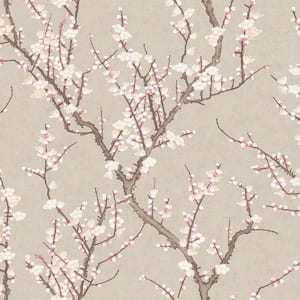 Spring Blossom Collection Sakura Tree Brown Matte Finish Non-Pasted Non-Woven Paper Wallpaper Sample