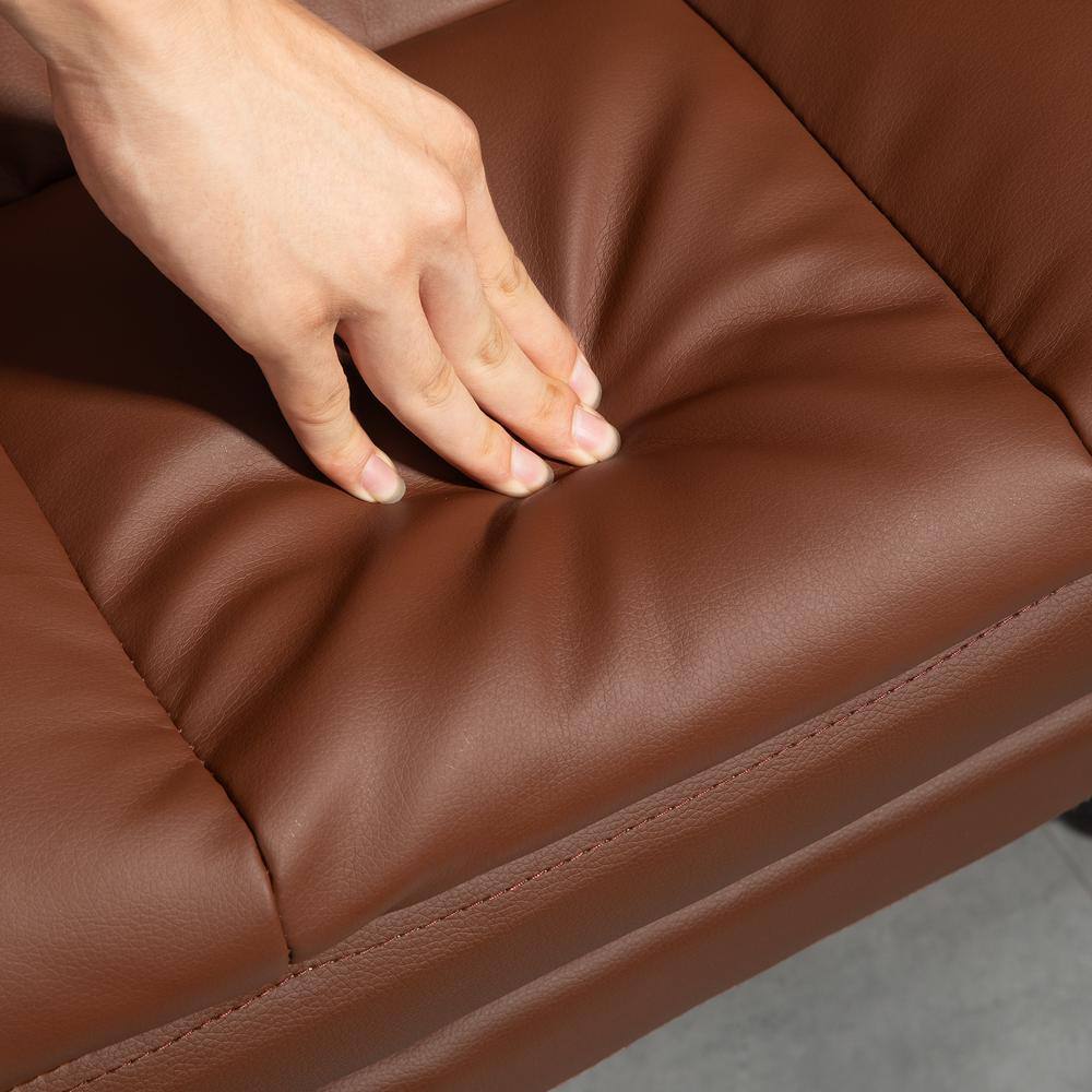 Brown Leather Executive Swivel Office Chair with Metal Base
