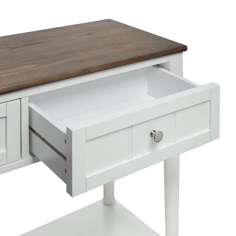Driftwood and White 36" Wood Hall Table with Storage