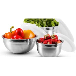 3-Piece Mixing Bowls with Lids Stainless Steel Kitchen Storage Bakeware Set