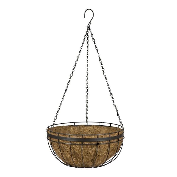 CobraCo Queen Elizabeth Round Style 14 in. Metal and Coconut Liner Hanging Basket