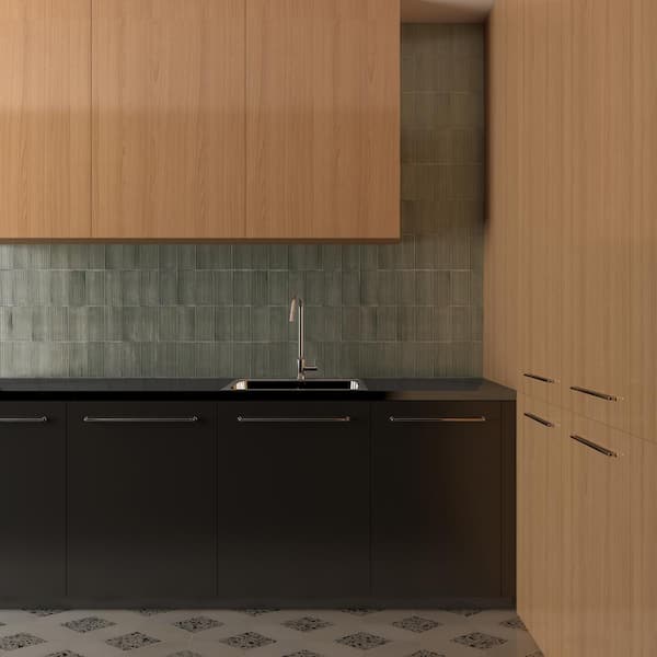 Delphi Capri Green 4.33 in. x 8.66 in. Polished Glass Fluted Subway Wall Tile (6.24 sq. ft./Case)