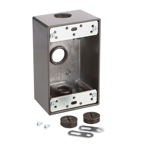 Commercial Electric 1-Gang Metallic Weatherproof Box with (3) 1/2 in. Holes, Bronze