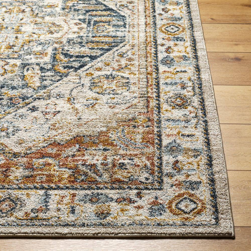 Easy-Care Stain-Resistant Synthetic Blue Rectangular Rug, 35" x 24"