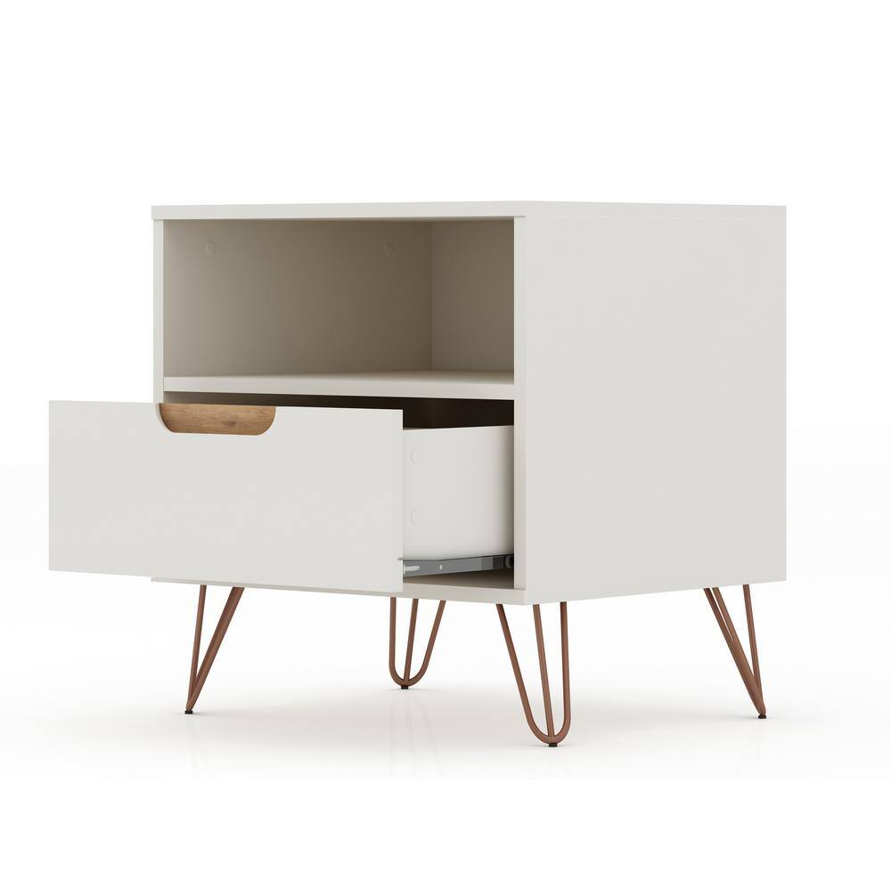 Set of 2 Gray Wood Nightstands with Hairpin Legs