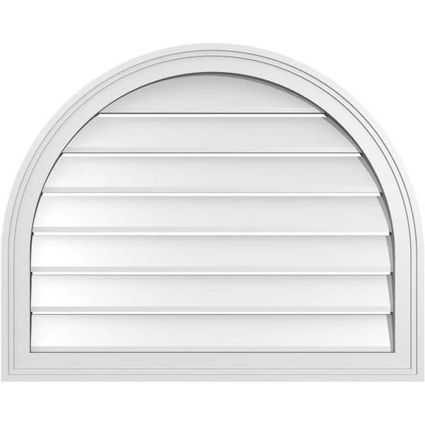 Ekena Millwork 30 in. x 24 in. Round Top White PVC Paintable Gable Louver Vent Functional