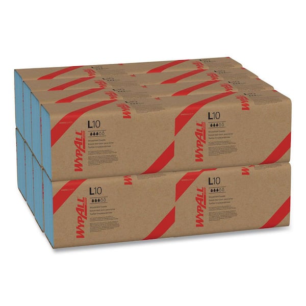 WYPALL L10 Windshield Wipers, Banded, 2-Ply, 9.3 in. x 10.25 in., 140/Pack, 16 Packs/Carton